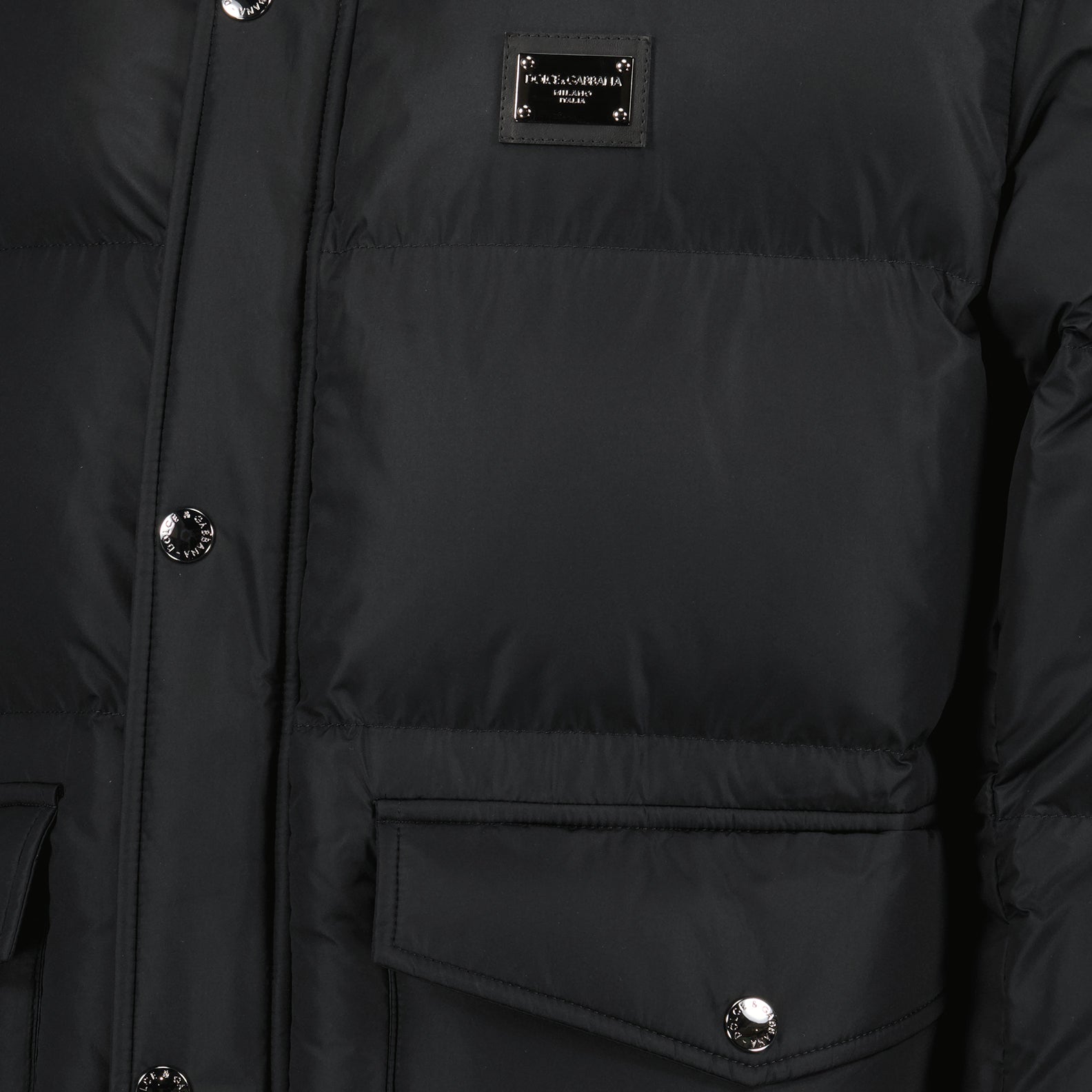 Dolce amp; Gabbana Kids logo-patch ripstop hooded jacket - Black