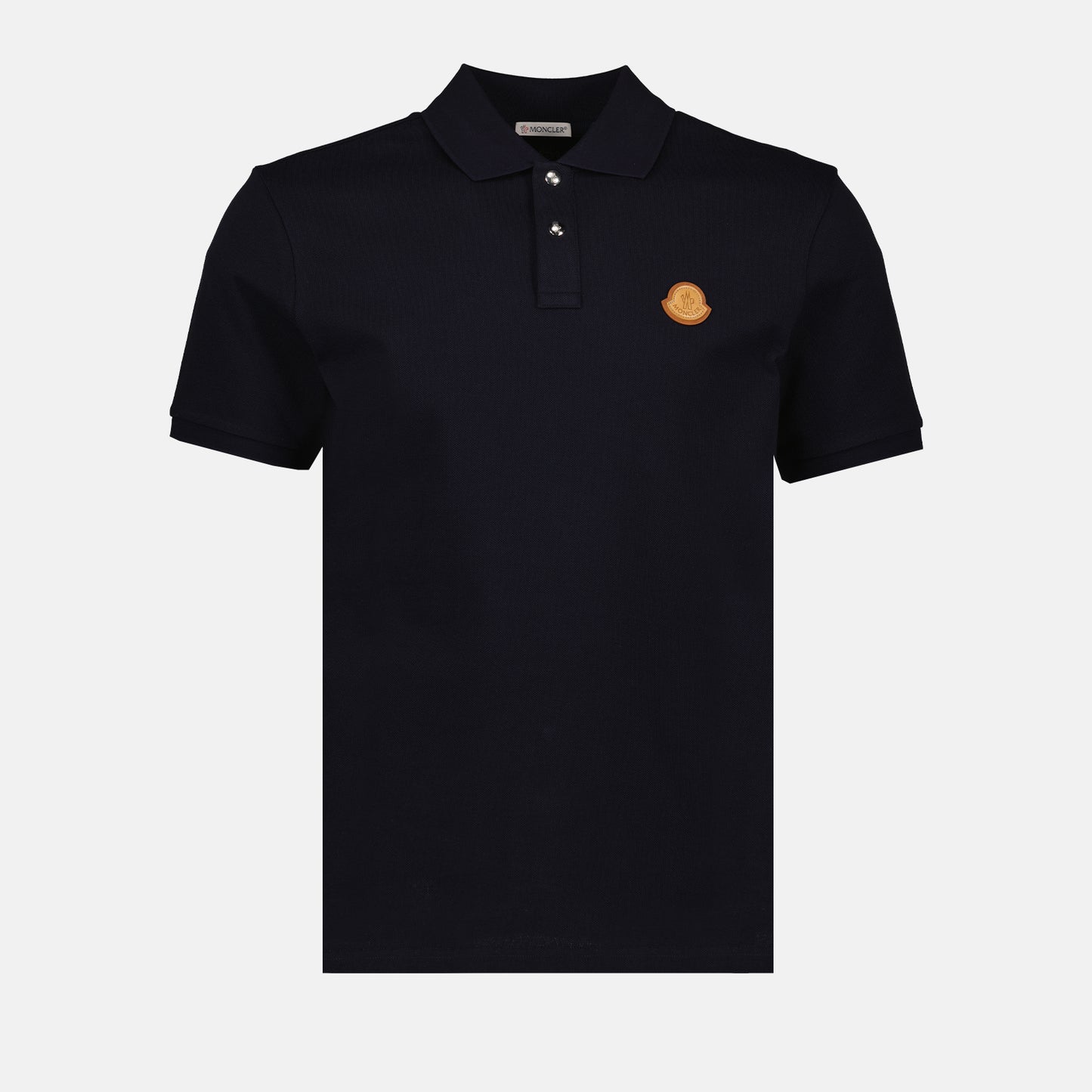 Leather logo polo shirt