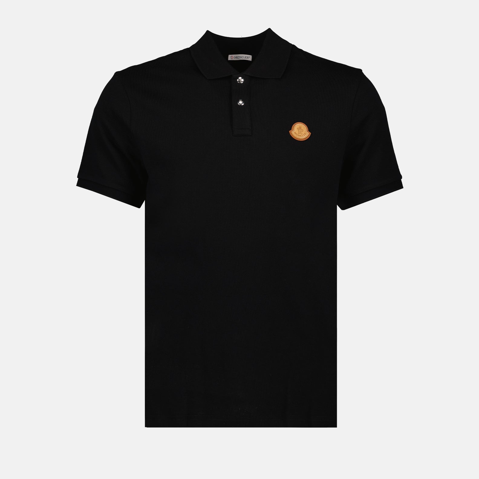 Leather logo polo shirt