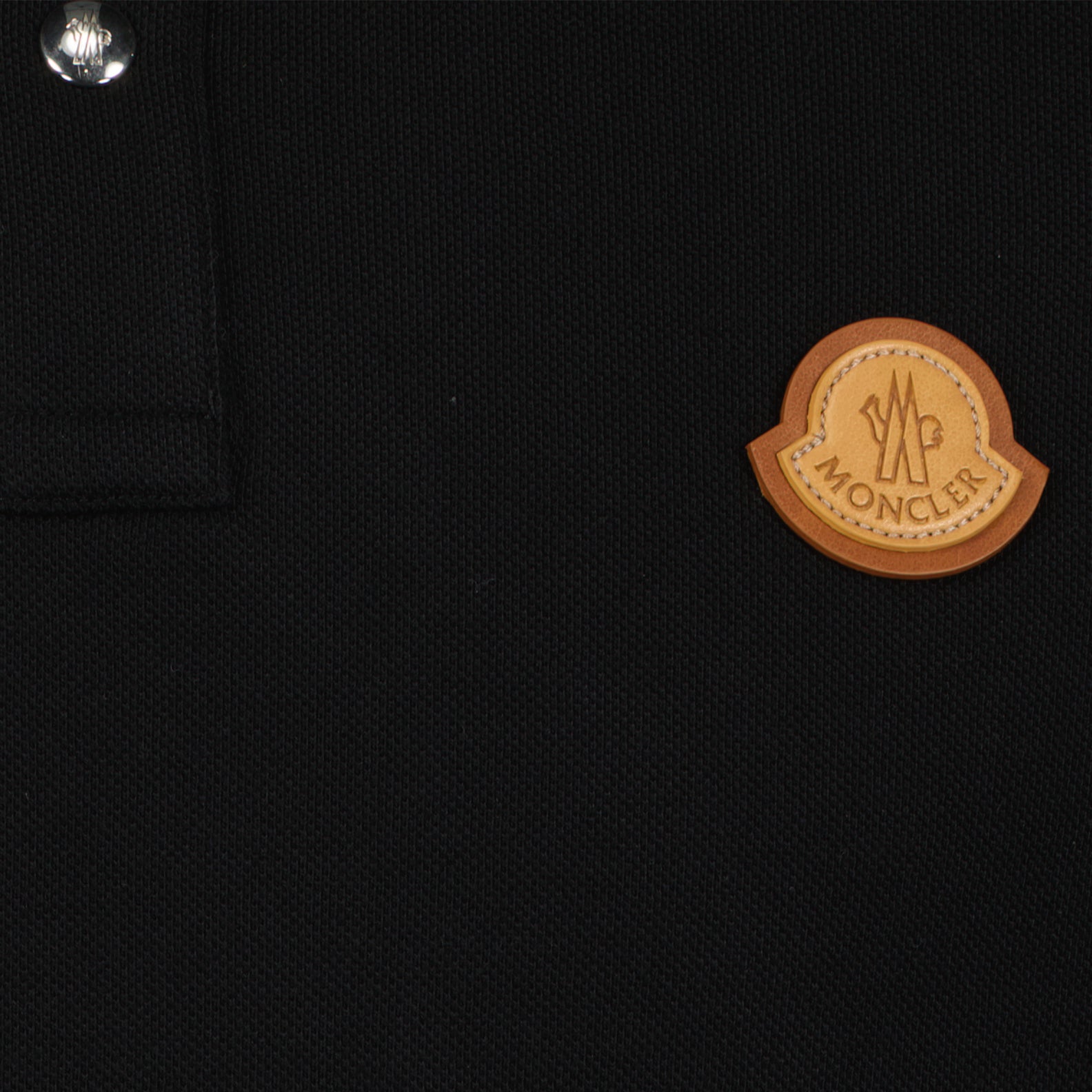 Leather logo polo shirt