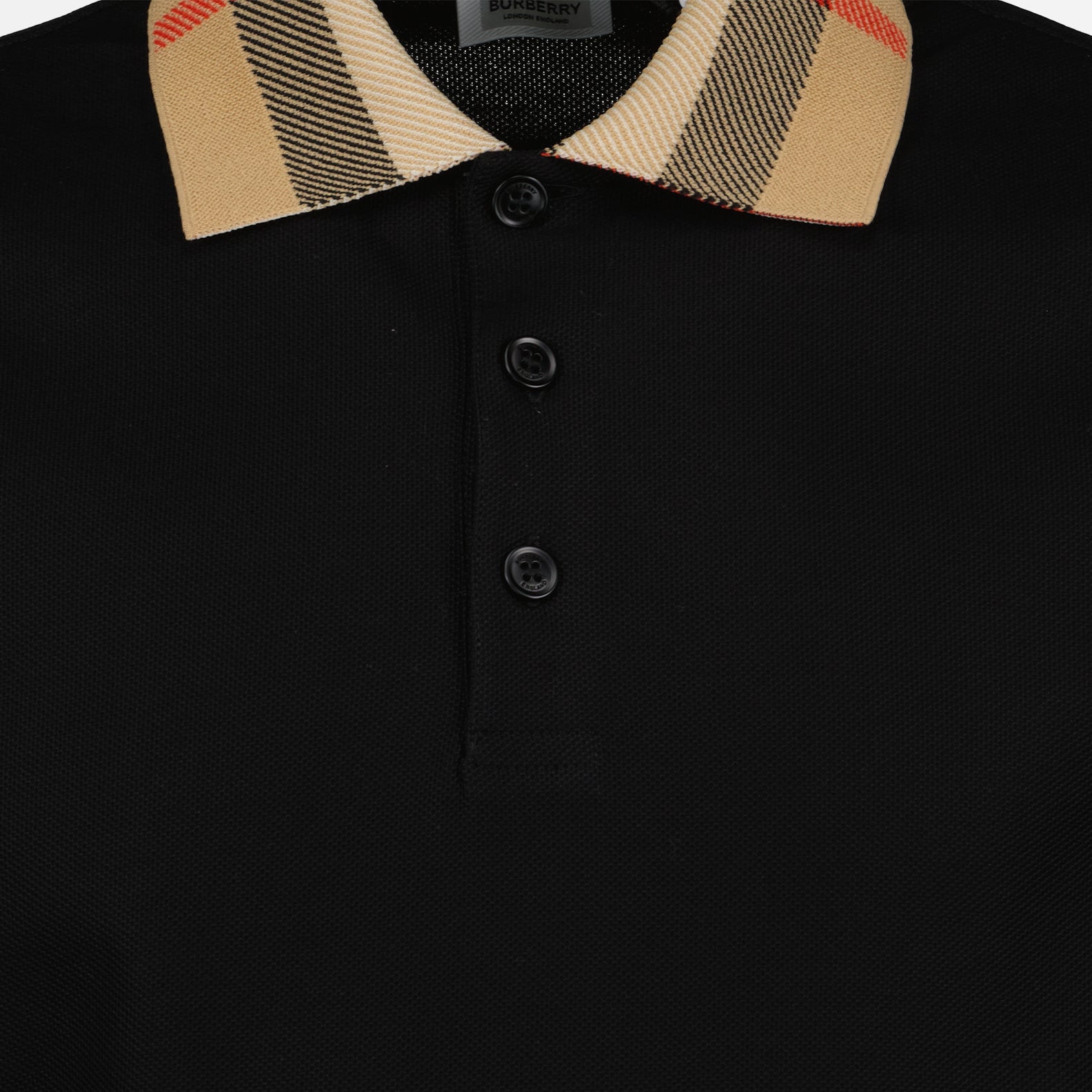 Burberry Checked Oversize Polo Shirt Black