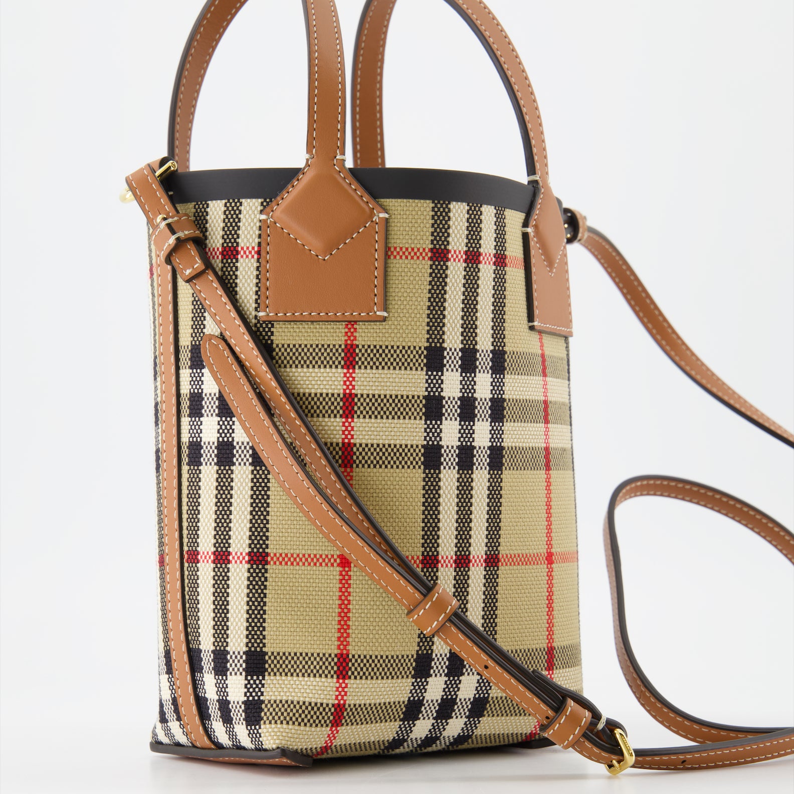 Burberry mini checkered leather tote bag - Brown