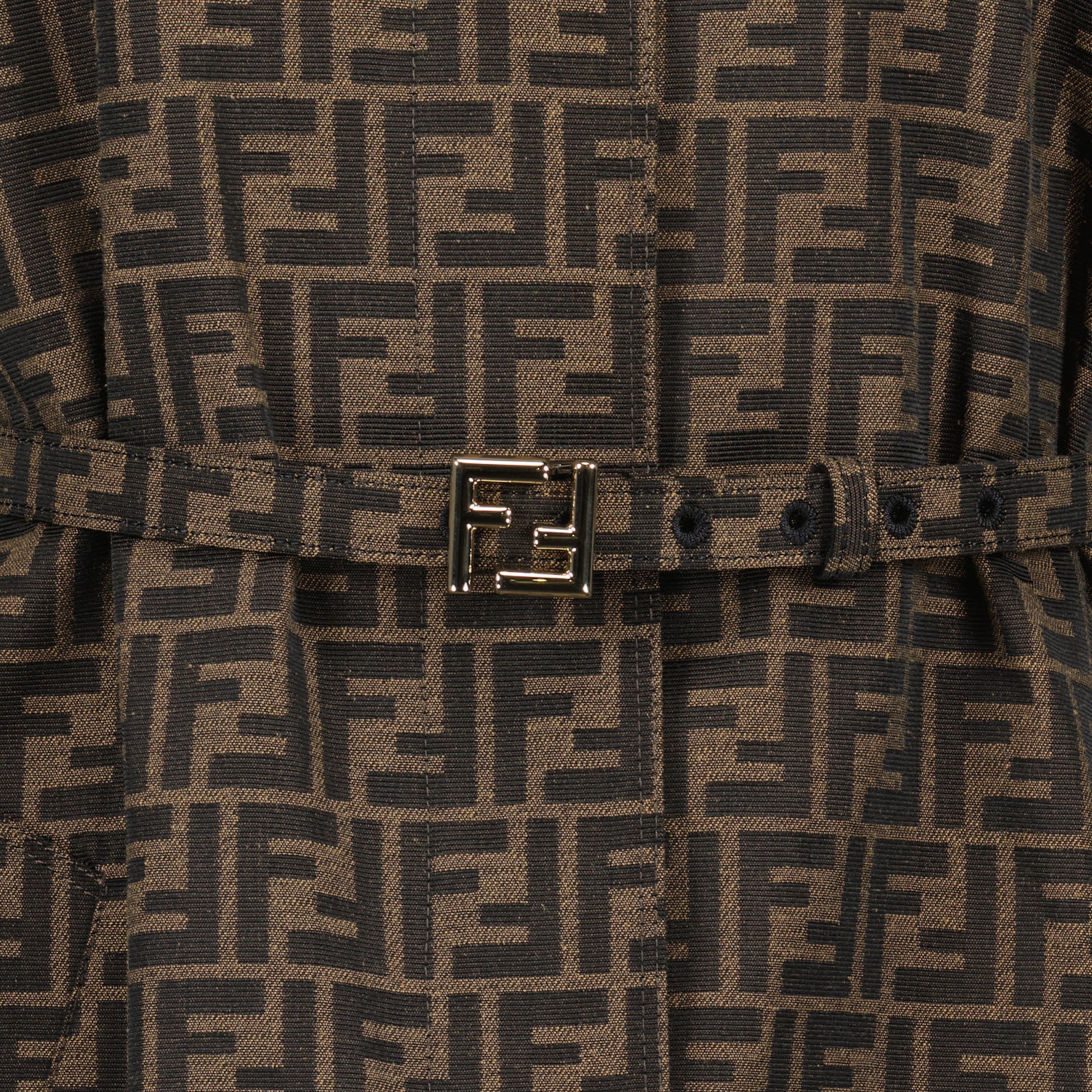 FENDI FF canvas trench coat - Brown