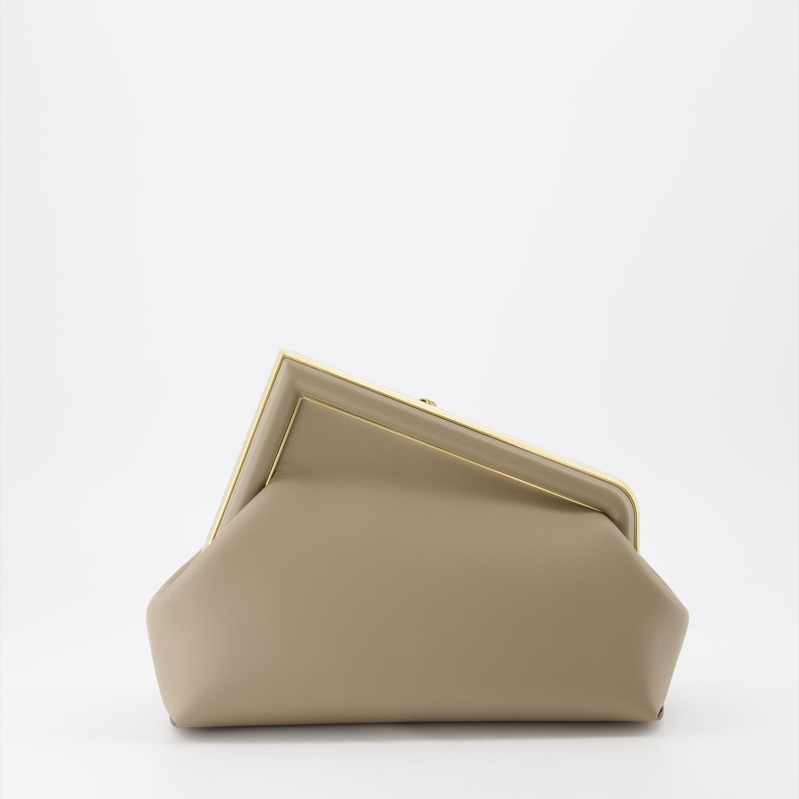 Fendi First Small Clutch In Tortora+oro Soft