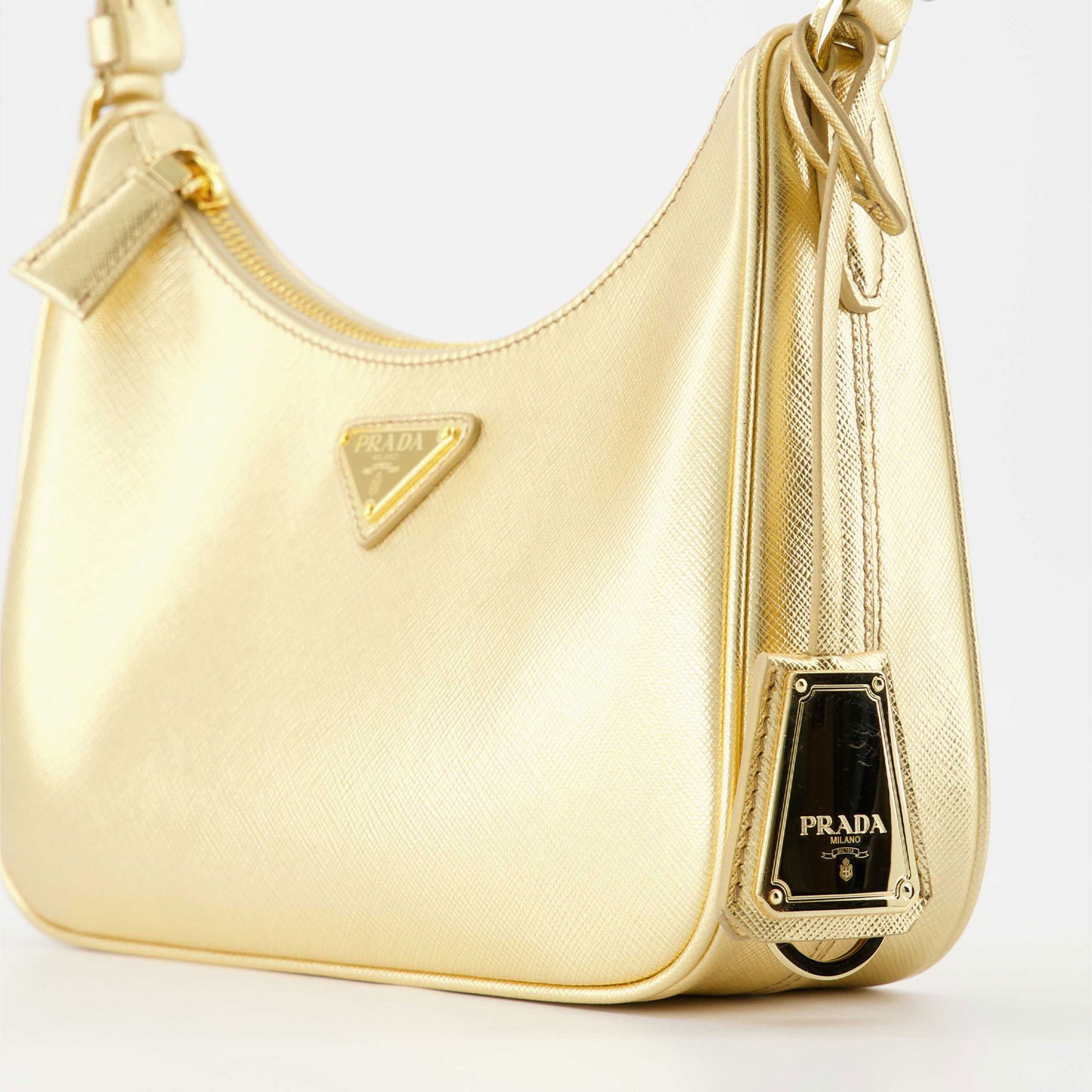 PRADA, Saffiano Leather Mini Bag, Women, Gold F0522