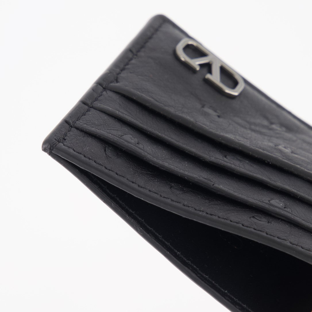 Ostrich leather card holder