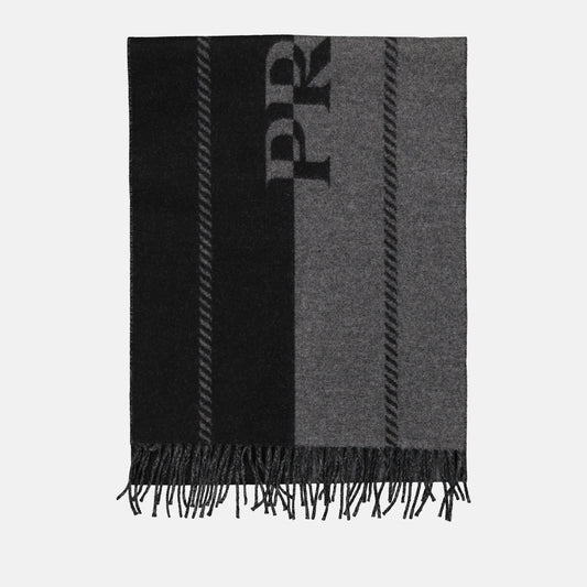 Écharpe en laine noir et gris