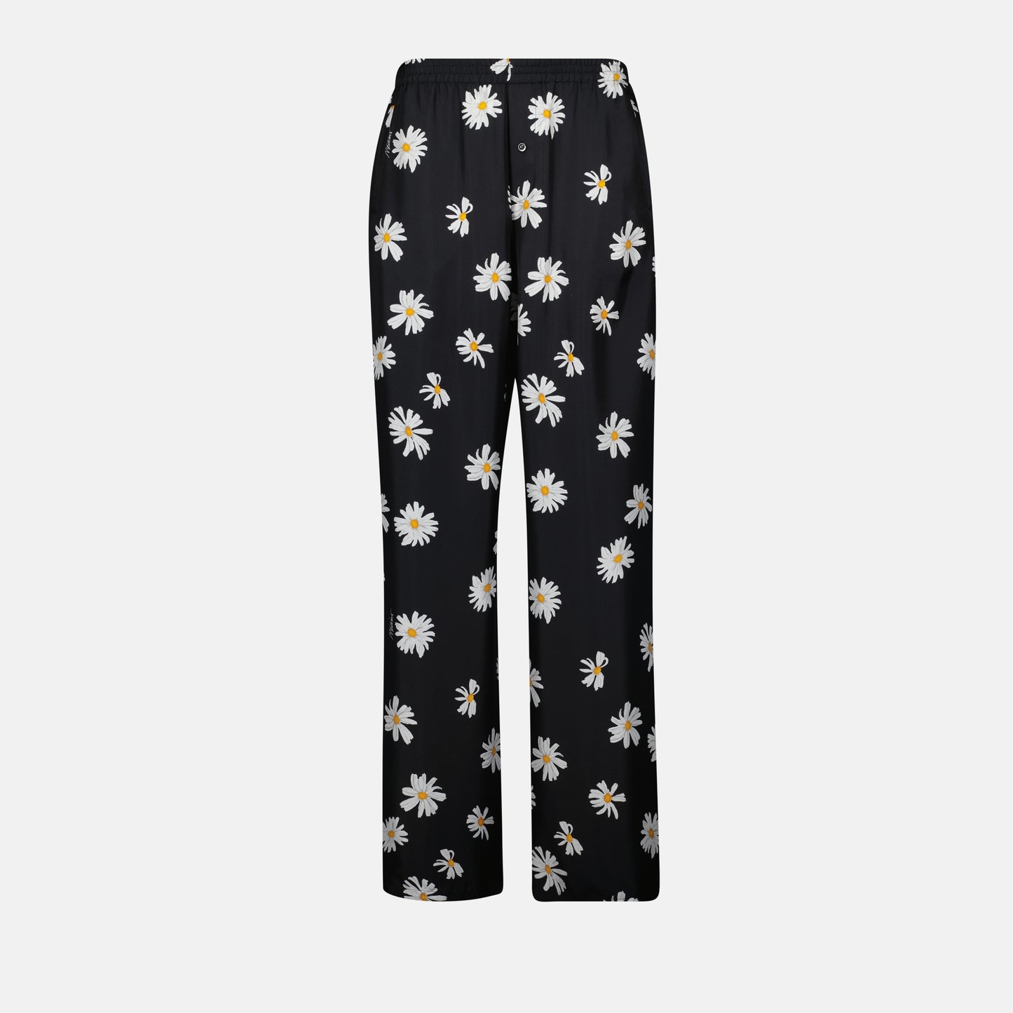 Pantalon noir à fleurs