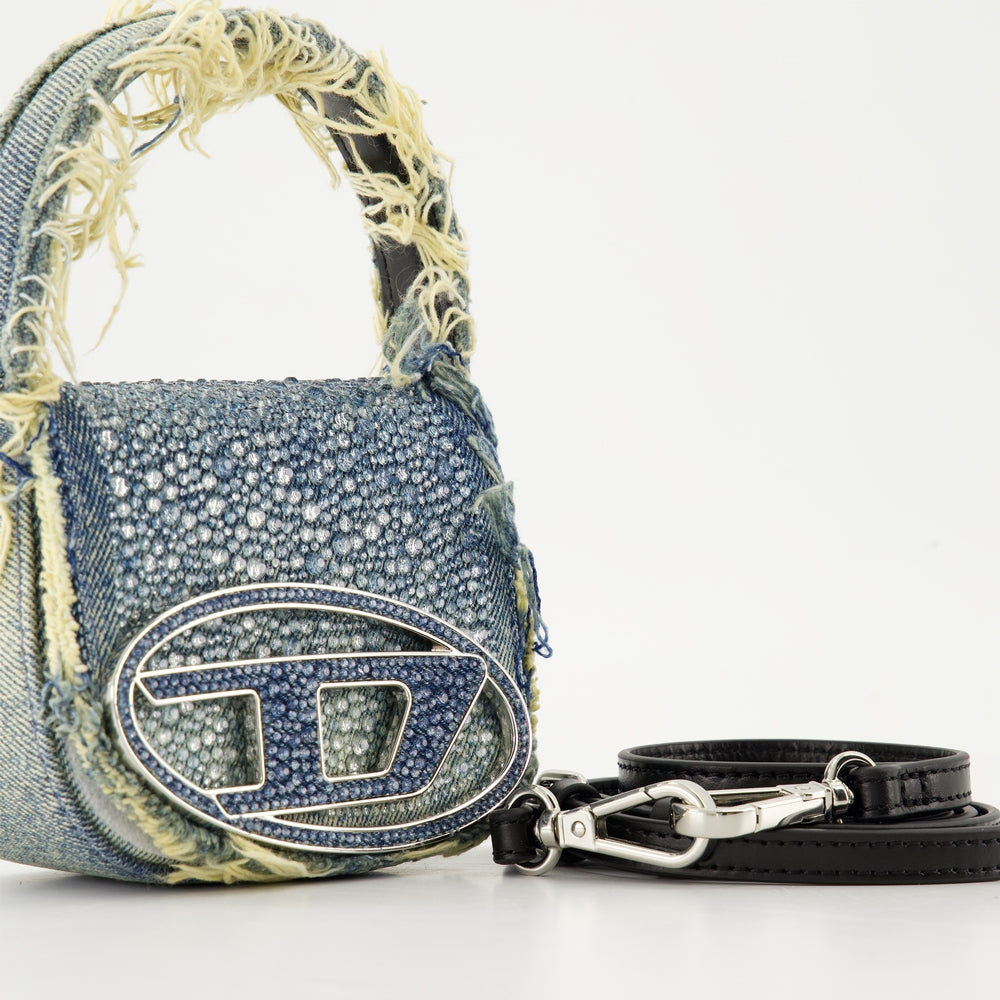 Sac 1DR XS en jean à strass