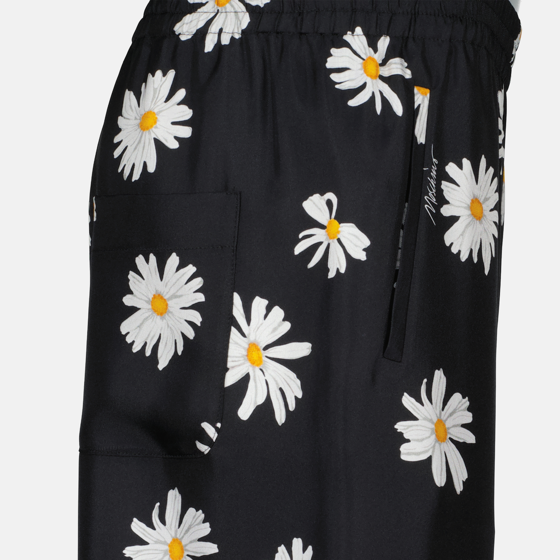 Pantalon noir à fleurs