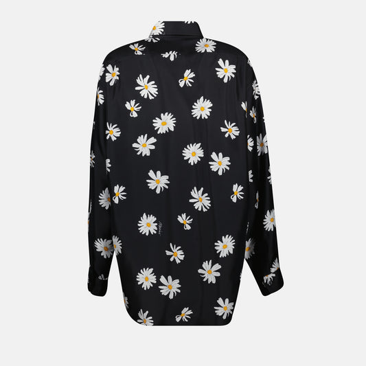 Chemise noire à fleurs