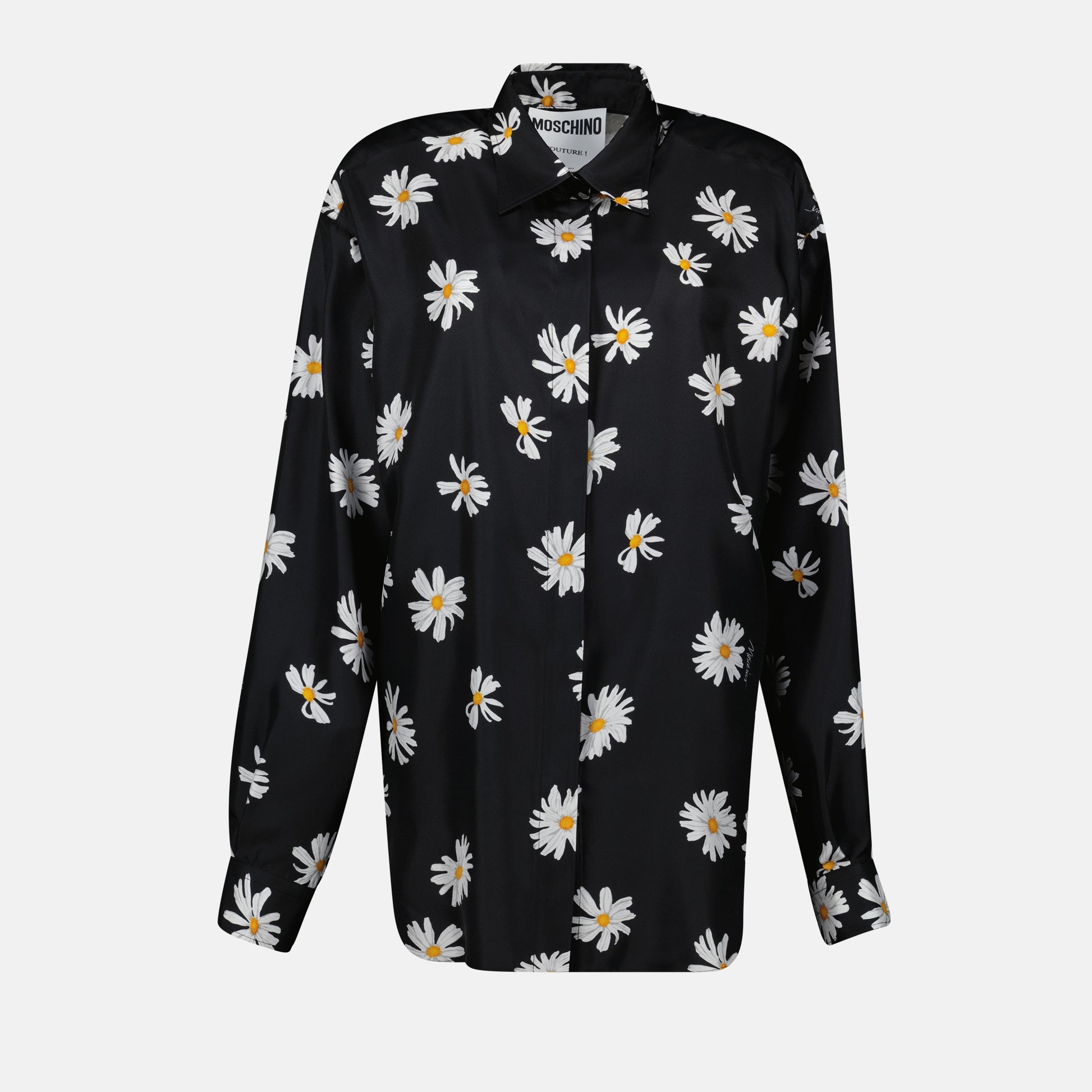 Chemise noire à fleurs