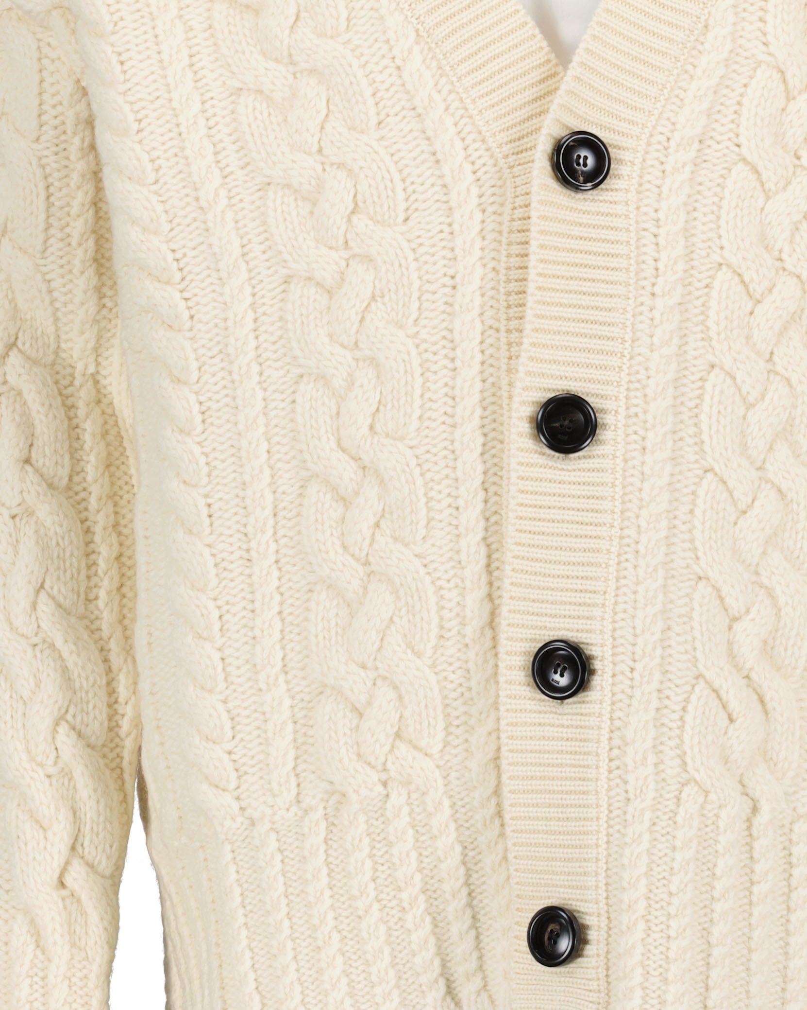 AMI Paris V-neck cable knit cardigan - White