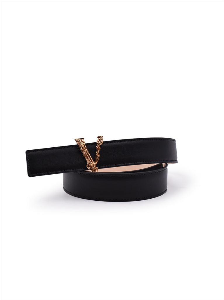 Ceinture Virtus Versace pour Femme Noir