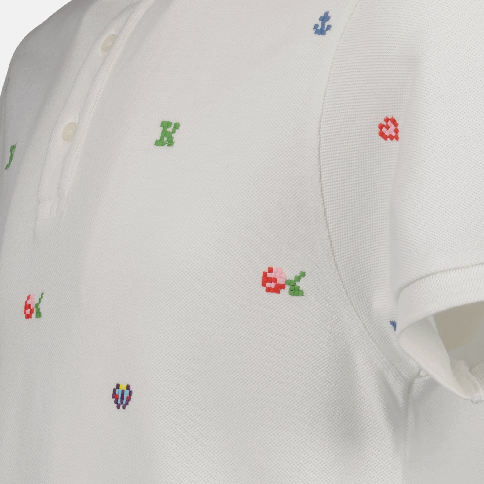 Kenzo Men's Pixel-Embroidered Slim Polo Shirt